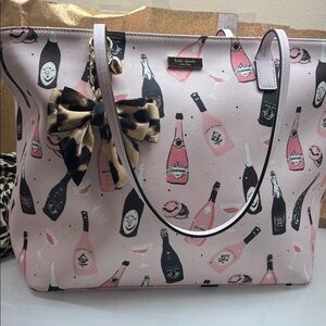 Kate Spade Pink Tote with Champagne Print
